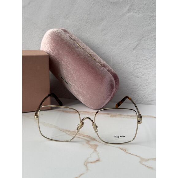 NEW Miu Miu MU51YV Pale Gold Oversized Square Eyeglasses Frames main image 4